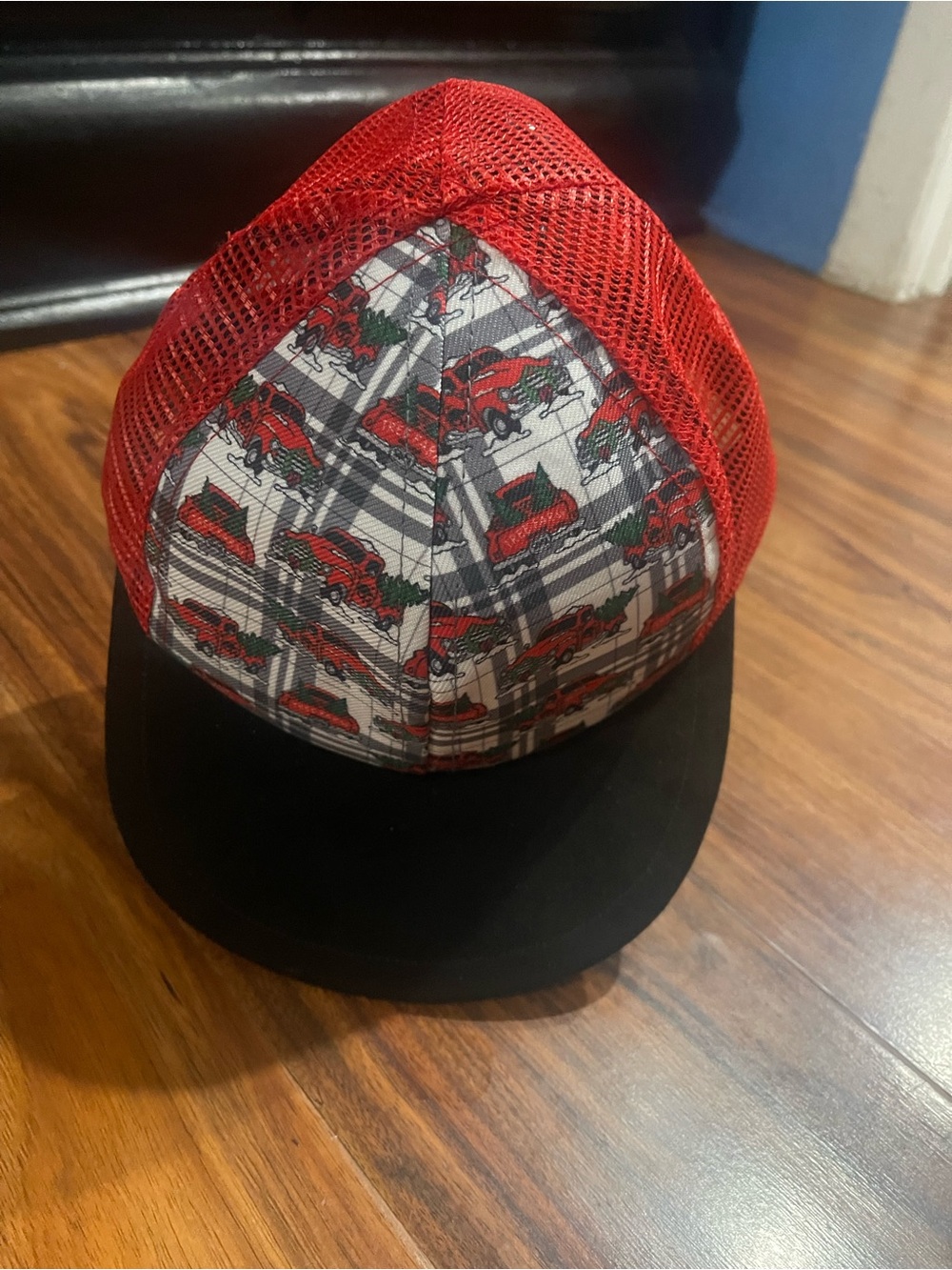 George Kids Red Mesh Truck Print Trucker Hat Child Sized (Fits 2 - 3 years)
